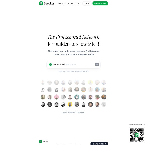 Peerlist homepage screenshot
