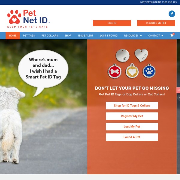 Pet Net ID homepage screenshot