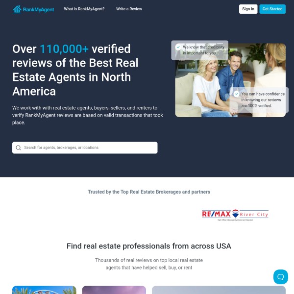 RankMyAgent homepage screenshot