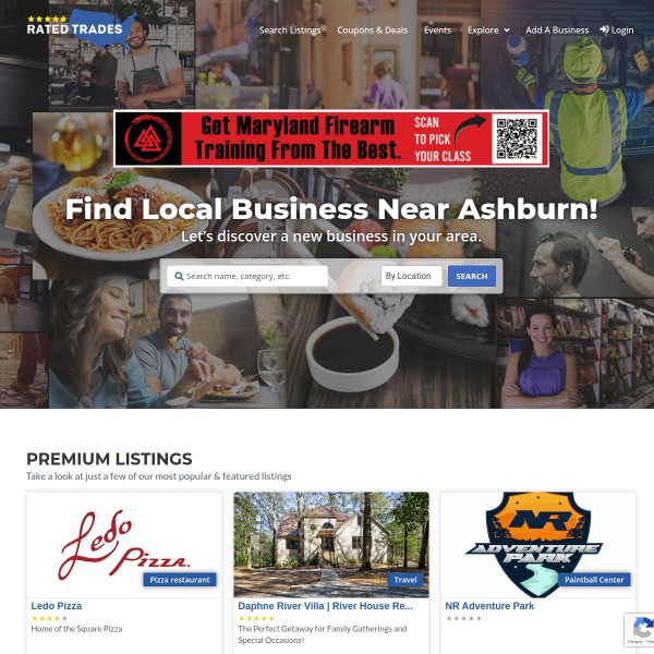 Rated Trades homepage screenshot