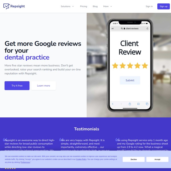 Repsight homepage screenshot