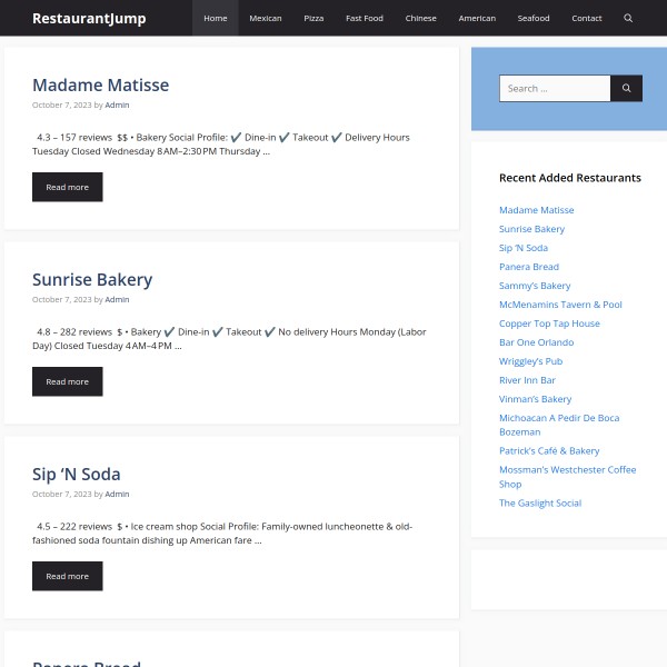 RestaurantJump homepage screenshot