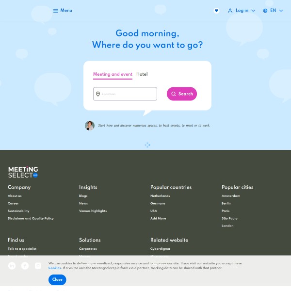 Meeting Select homepage screenshot