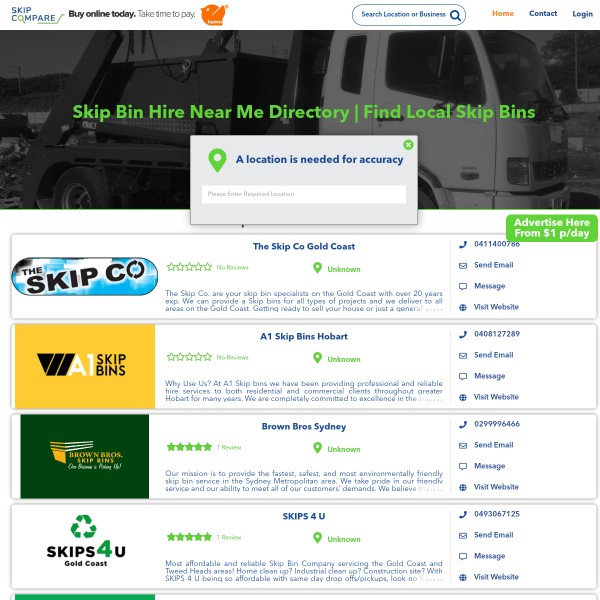 Skip Compare homepage screenshot