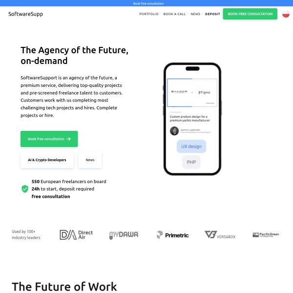SoftwareSupp homepage screenshot