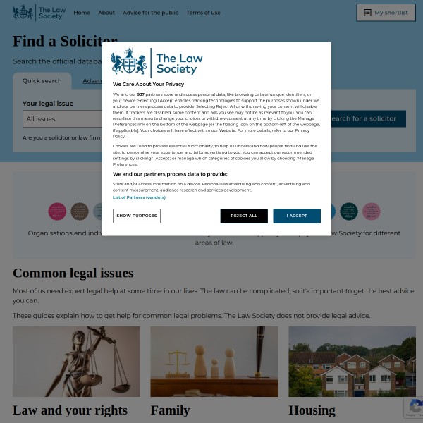 Law Society UK homepage screenshot
