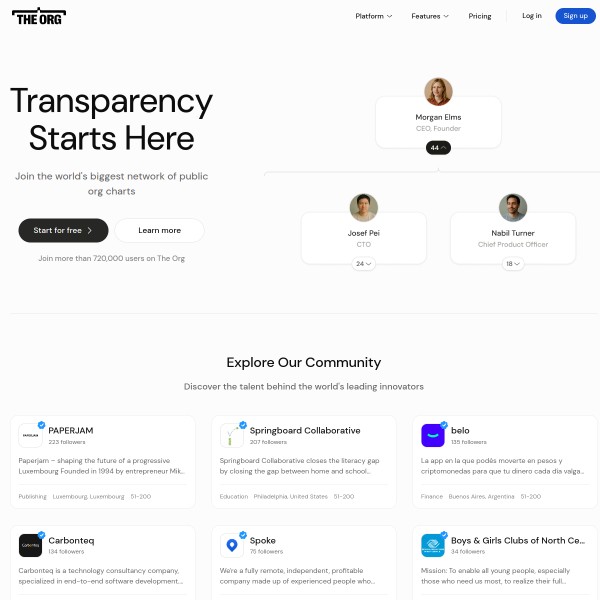 The Org homepage screenshot