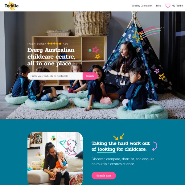 Toddle homepage screenshot