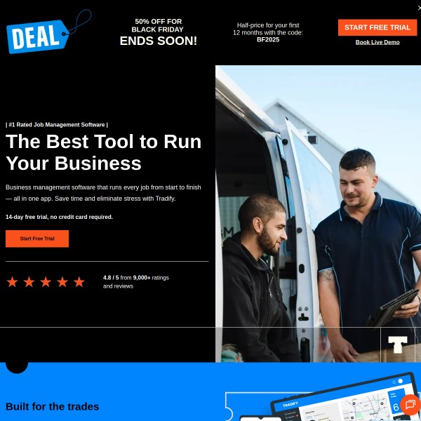 Tradify homepage screenshot