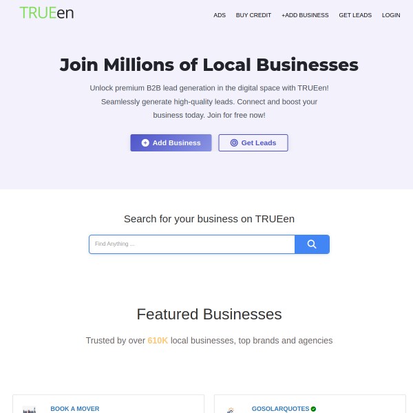 TrueEn homepage screenshot