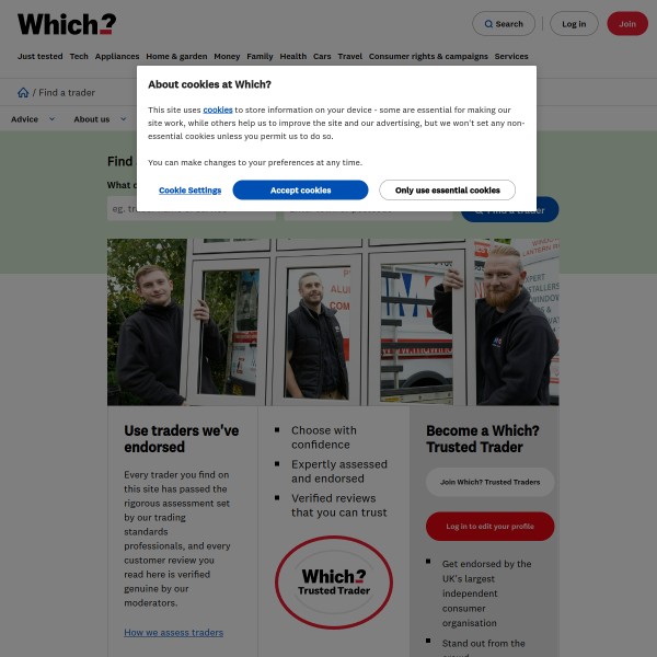 Which Trusted Traders homepage screenshot