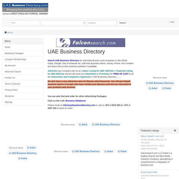 UAE Business Directory homepage screenshot