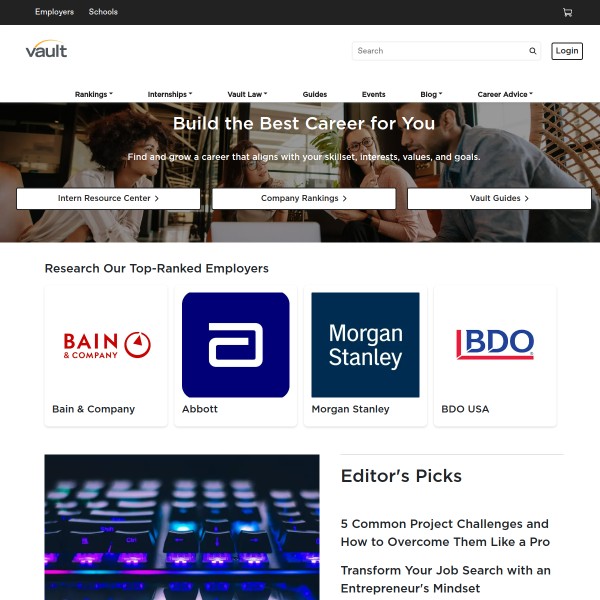 Vault homepage screenshot
