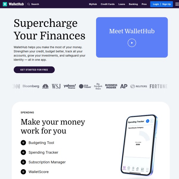 WalletHub homepage screenshot