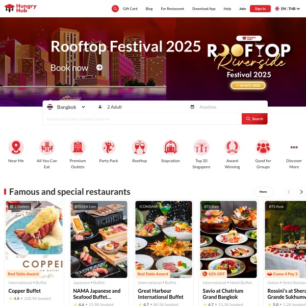 Hungry Hub homepage screenshot