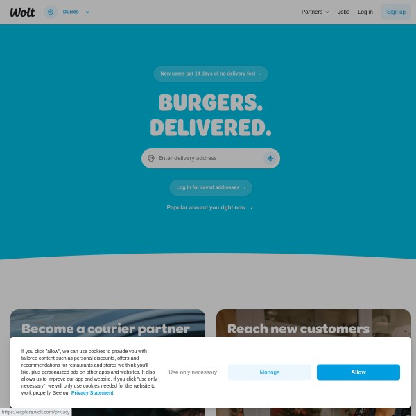 Wolt homepage screenshot