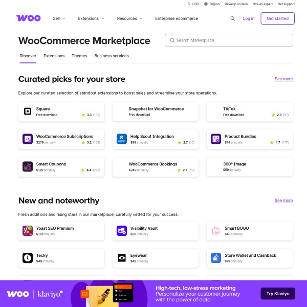 WooCommerce Marketplace homepage screenshot