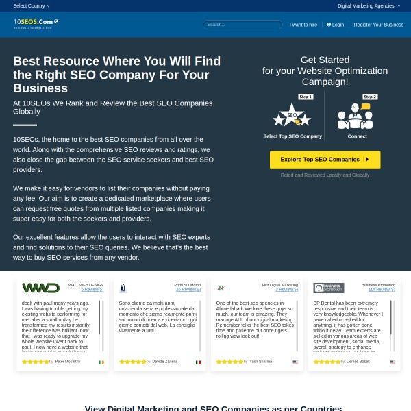 10Seos homepage screenshot