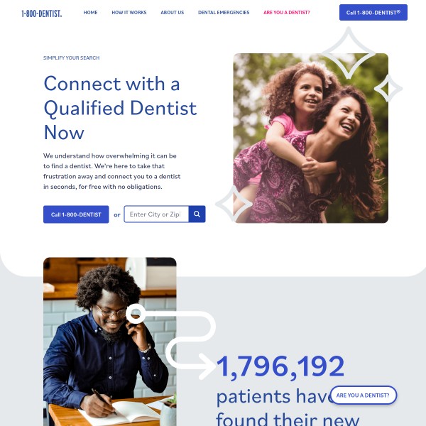 1800dentist.com homepage screenshot