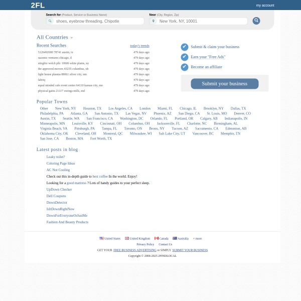 2FindLocal homepage screenshot