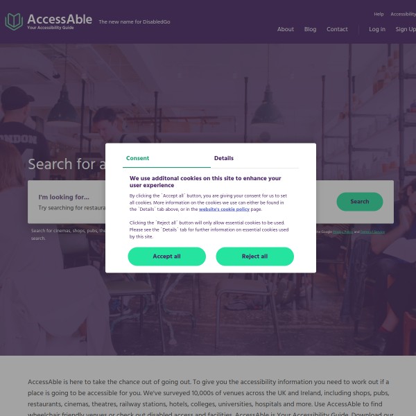 AccessAble homepage screenshot