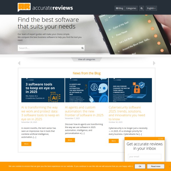 Accurate Reviews homepage screenshot