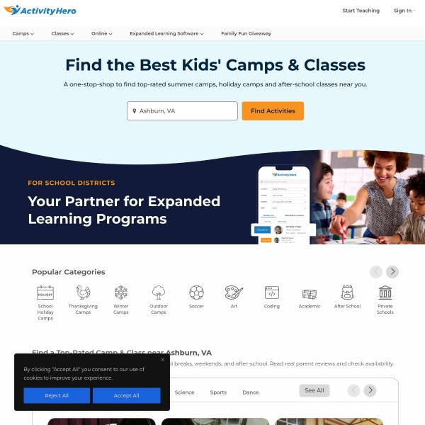 ActivityHero homepage screenshot
