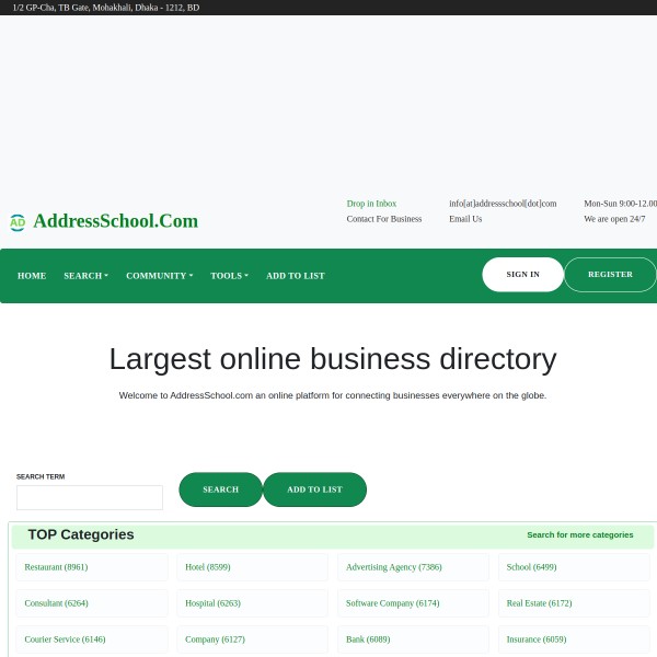 AddressSchool.com homepage screenshot