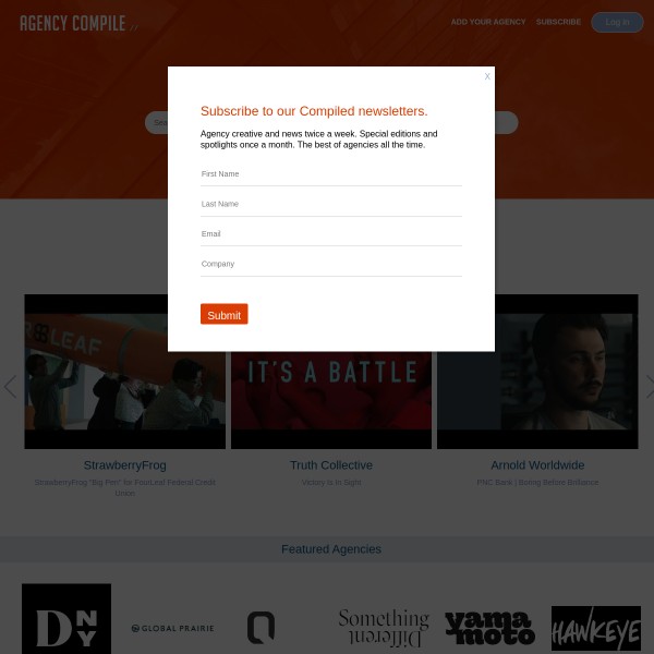 Agency Compile homepage screenshot