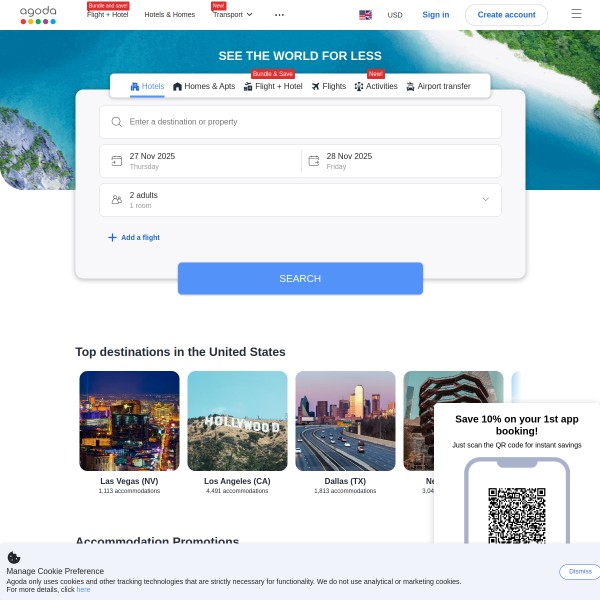 Agoda.com homepage screenshot
