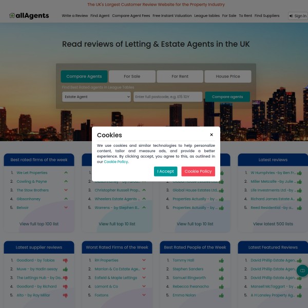 AllAgents UK homepage screenshot