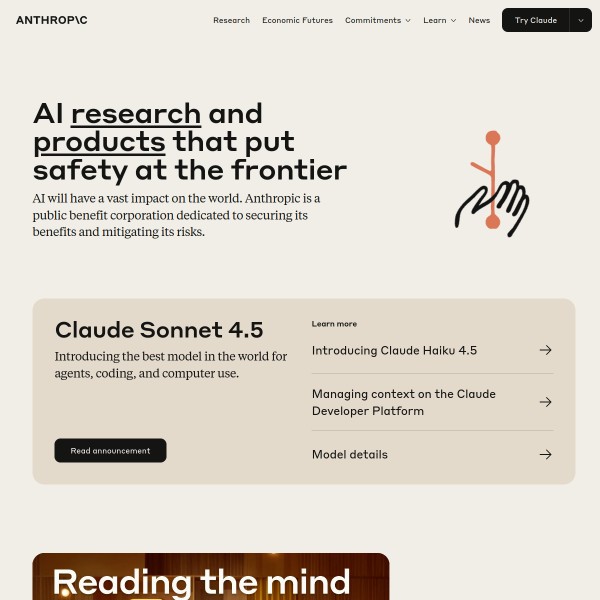 Anthropic homepage screenshot