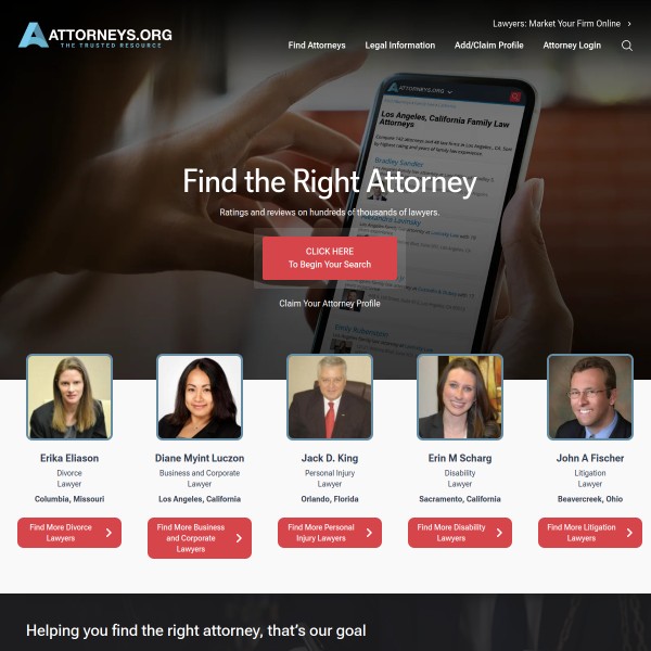 Attorneys.org homepage screenshot