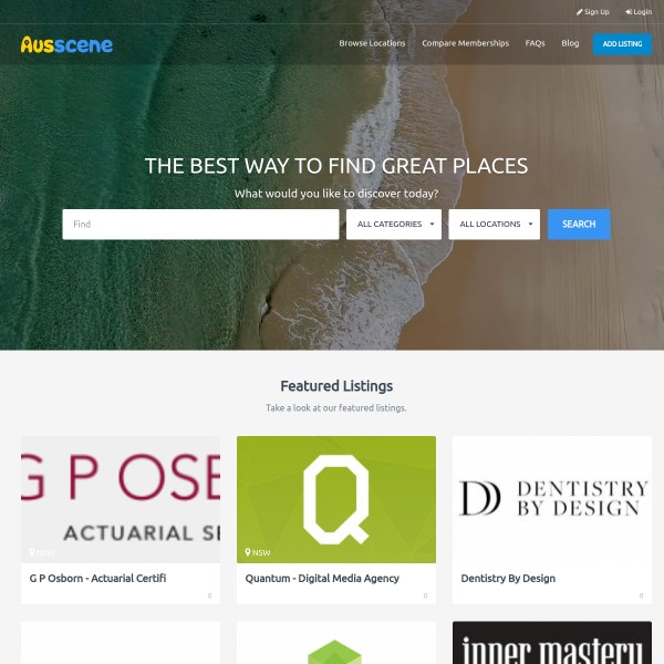AusScene homepage screenshot