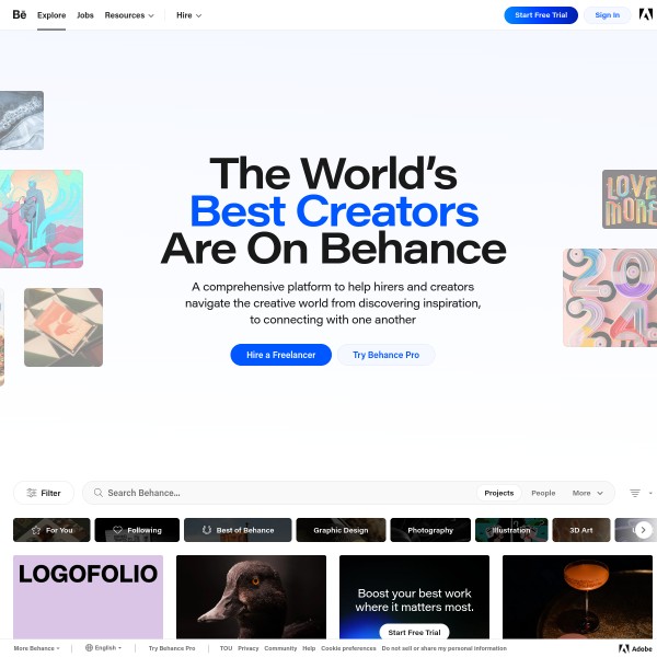 Behance homepage screenshot