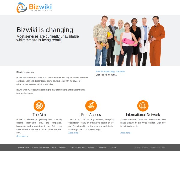 Bizwiki homepage screenshot