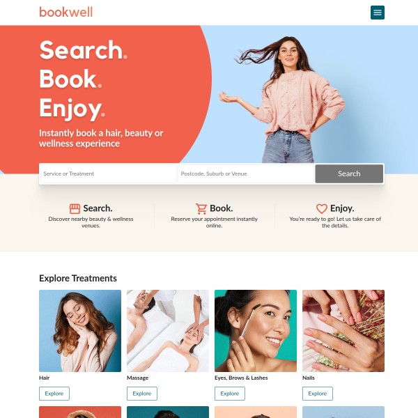 BookWell homepage screenshot