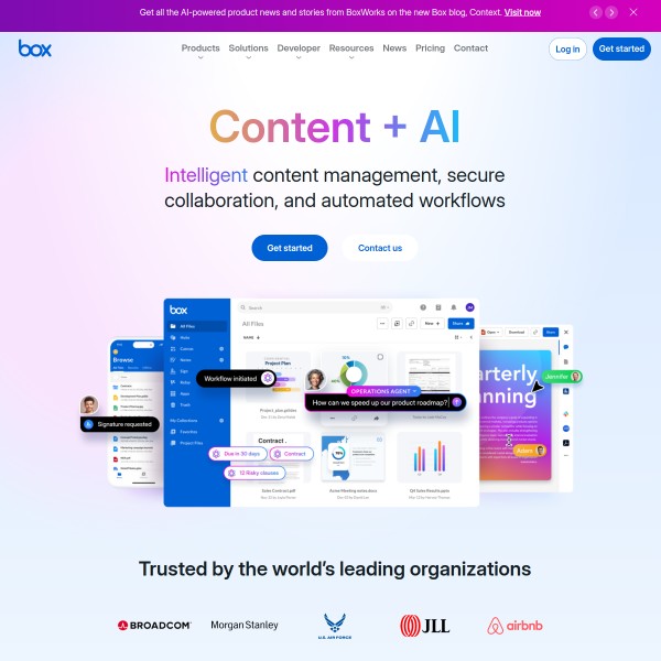 Box homepage screenshot