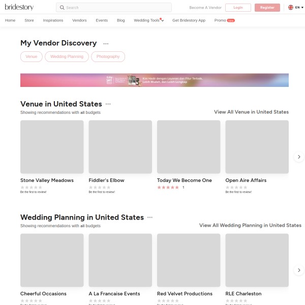 Bridestory homepage screenshot