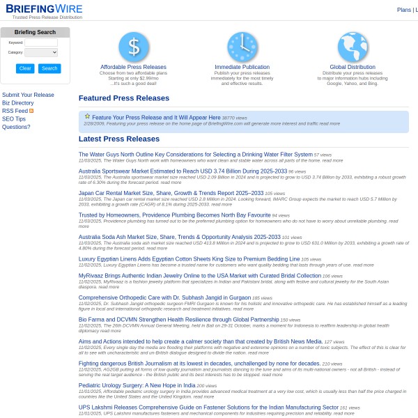 Briefing Wire homepage screenshot