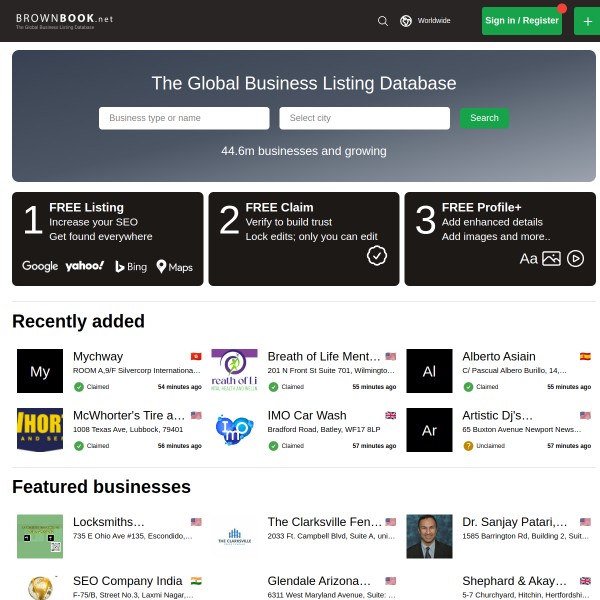 Brown Book homepage screenshot