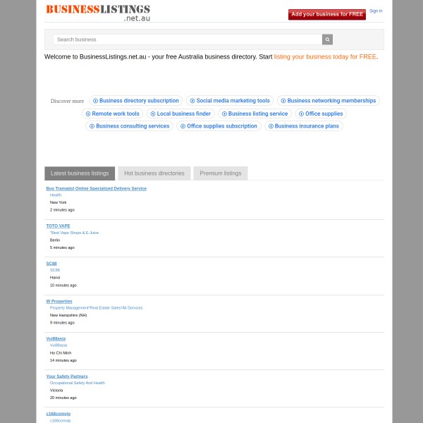 businesslistings.net.au homepage screenshot
