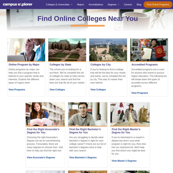 Campus Explorer homepage screenshot