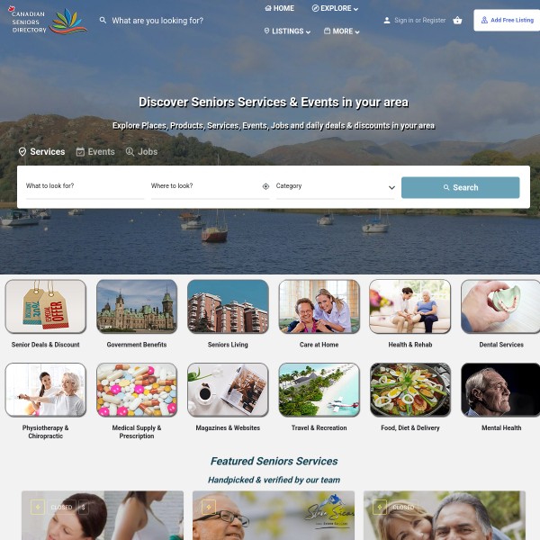 Canadian Seniors Directory homepage screenshot