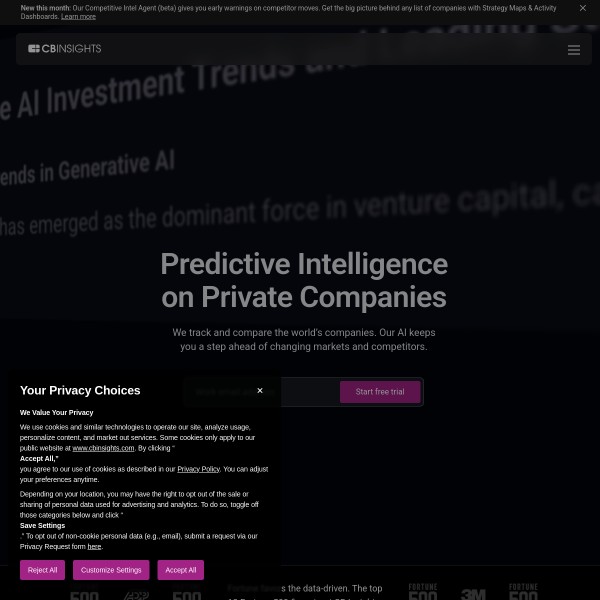 CB Insights homepage screenshot