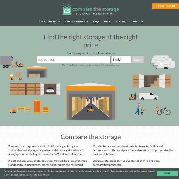 Compare the Storage homepage screenshot