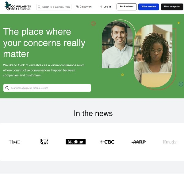 ComplaintsBoard.com homepage screenshot