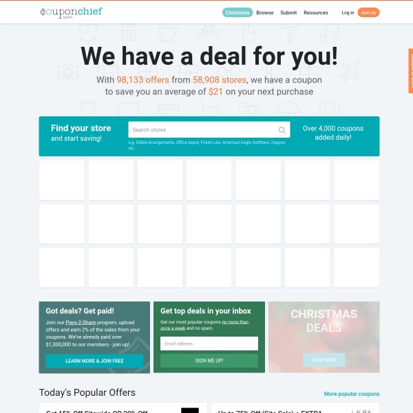 Coupon Chief homepage screenshot