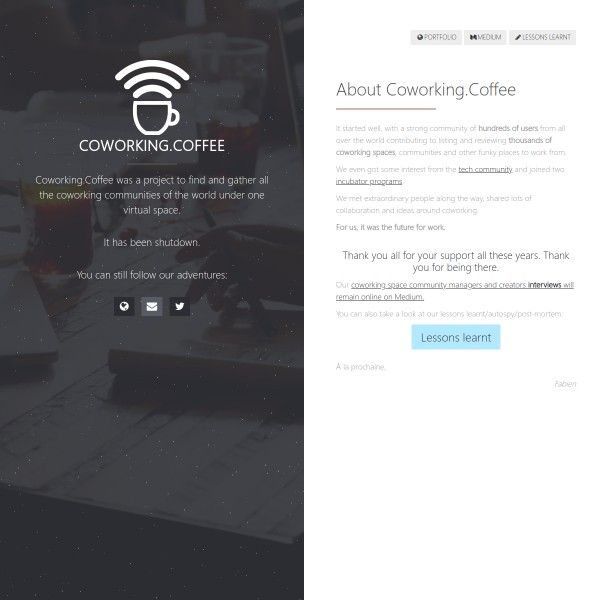 CoWorking.Coffee homepage screenshot