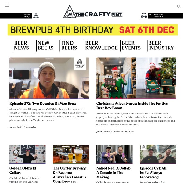 The Crafty Pint homepage screenshot